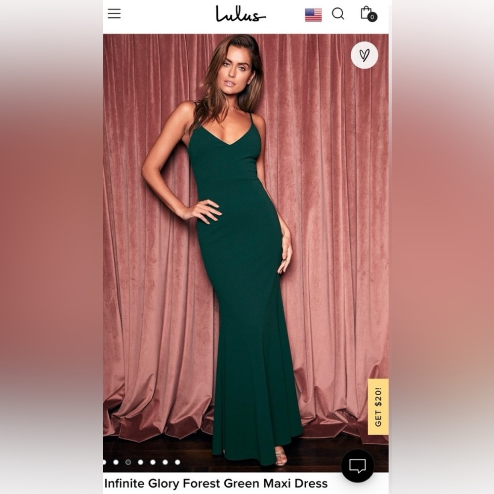 NWT Lulu's Deep Green Maxi Dress